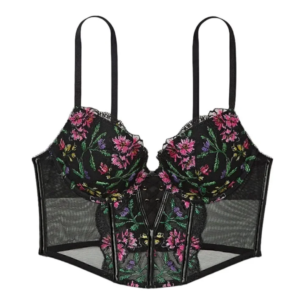 Victoria’s Secret VERY SEXY Shine Strap Lace Push-Up Corset Top in the Size 38D
